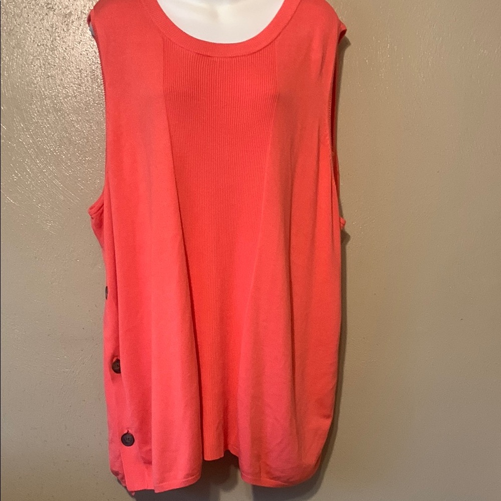 J Jason Wu size 3X peachy orange sweater vest side brown buttons